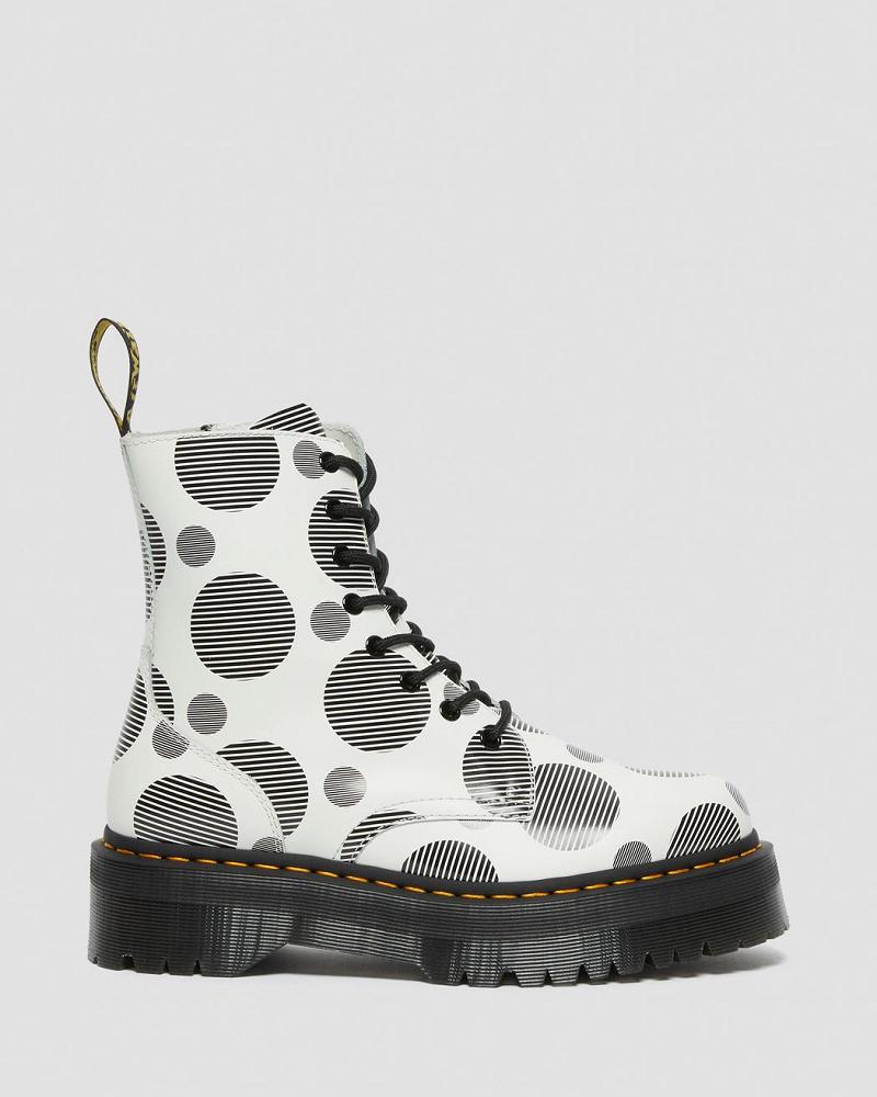 Botas Plataforma Dr Martens Jadon Polka Dot Smooth Cuero Hombre Blancos | MX 253ZUT